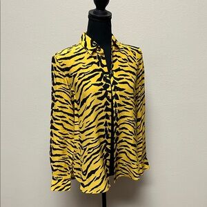Saint Laurent Yellow and Black Zebra-Print Button-Down Shirt